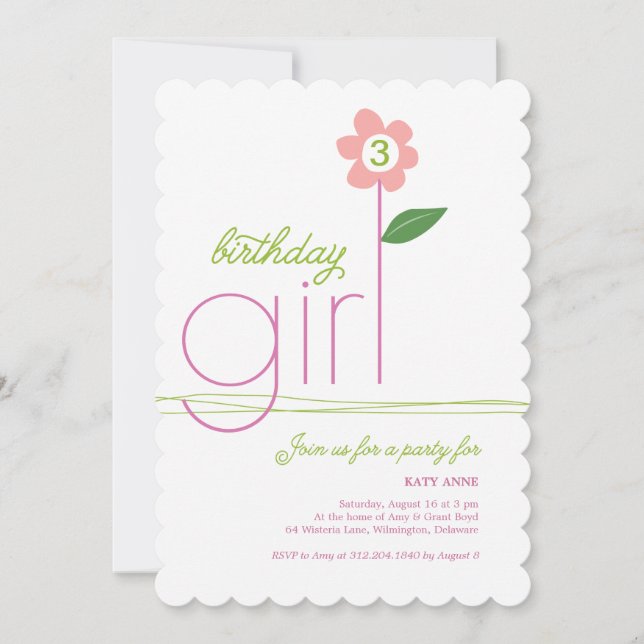 Invitación a la fiesta del Chica de cumpleaños (Anverso)