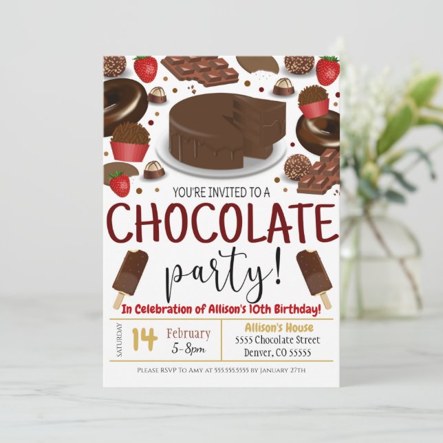 Invitación a la fiesta del chocolate (Anverso de pie)