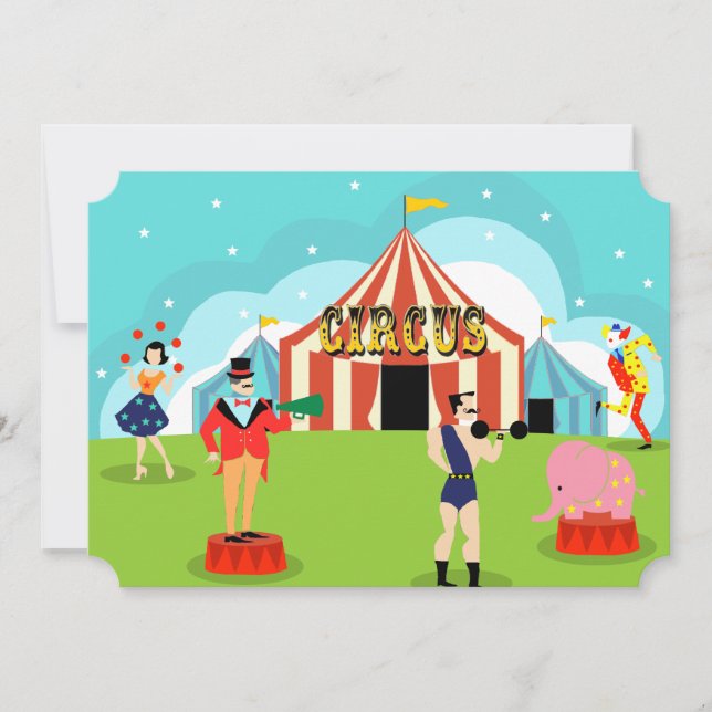 Invitación a la fiesta del circo de personalizable (Anverso)