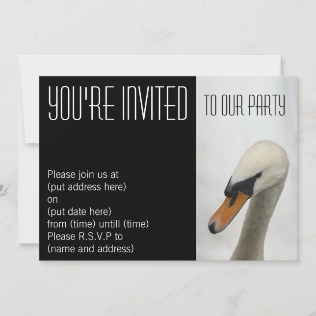Invitación a la fiesta del cisne de macro blanca (Anverso)