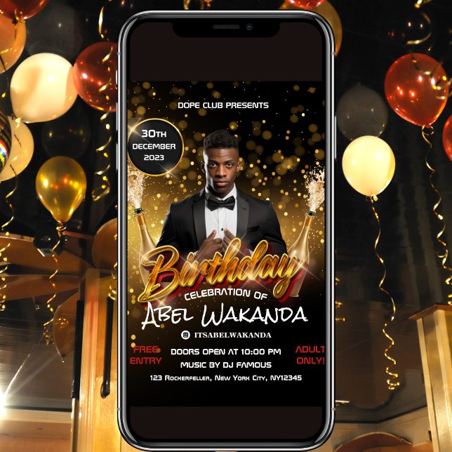 Invitación a la fiesta del club de cumpleaños Blac (Subido por el creador)