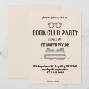 Invitación a la fiesta del club de lectura - Noche