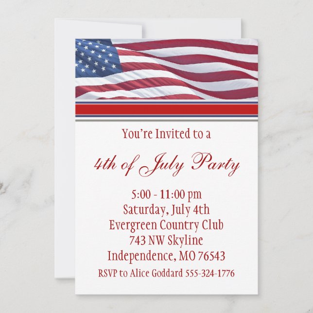 Invitación a la fiesta del Cuatro de Julio o de ca (Anverso)