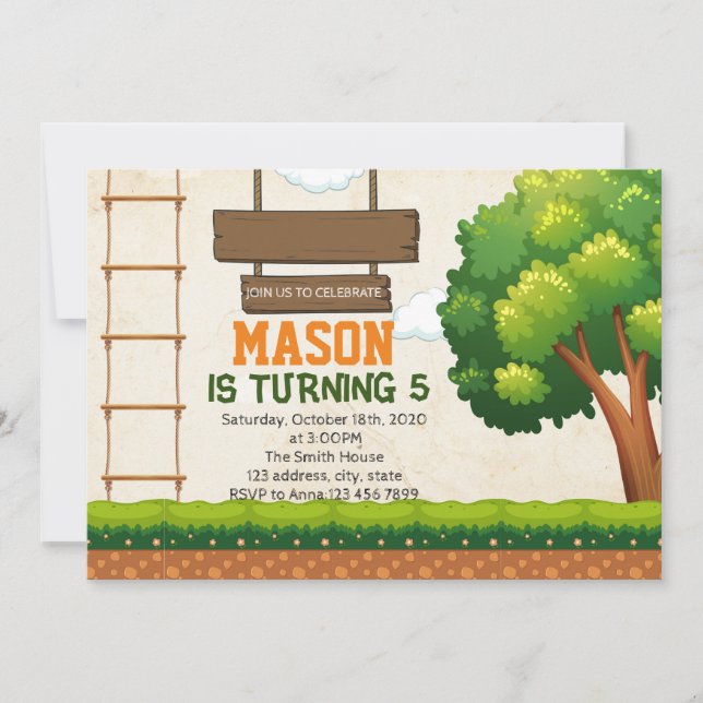 invitación a la fiesta del curso TreeTop (Anverso)