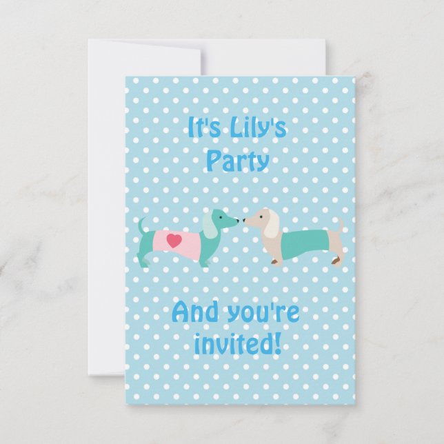 Invitación a la fiesta del Dachshund azul (Anverso)