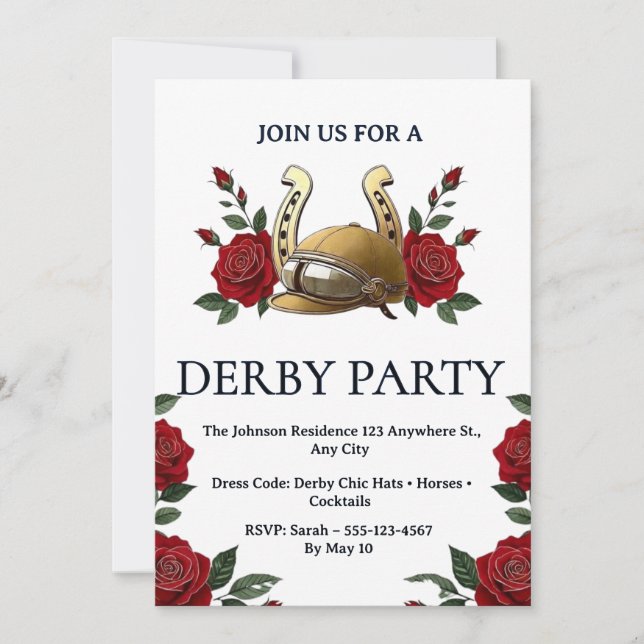 Invitación a la fiesta del derby de carreras de ca (Anverso)