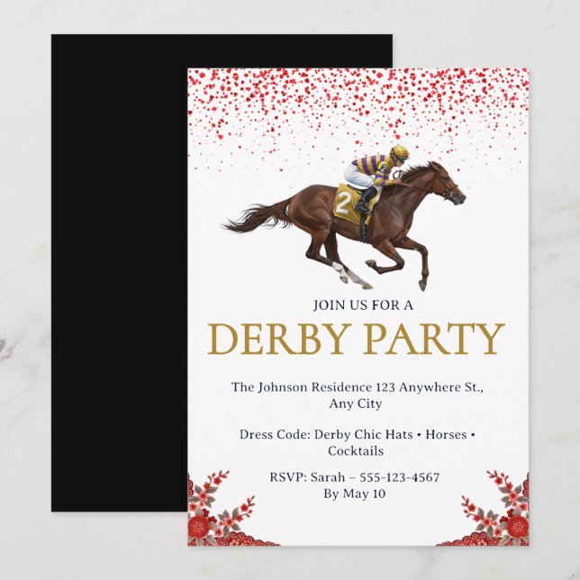Invitación a la fiesta del Derby de carreras de ca (Anverso / Reverso)