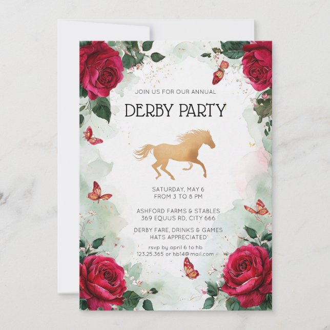 Invitación a la Fiesta del Derby de Kentucky con F (Anverso)