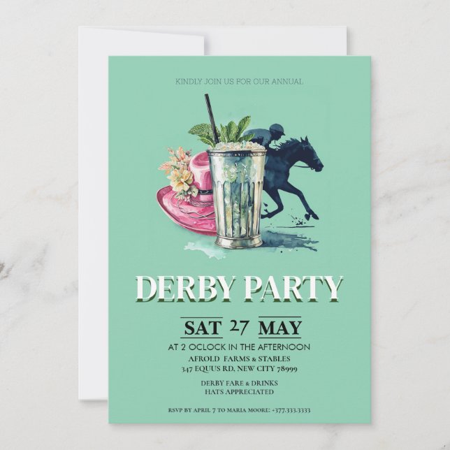 Invitación a la fiesta del Derby de Kentucky Mint  (Anverso)
