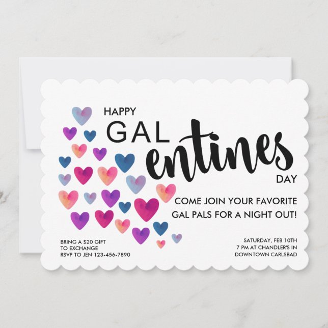 Invitación a la fiesta del Día de Galentine (Anverso)