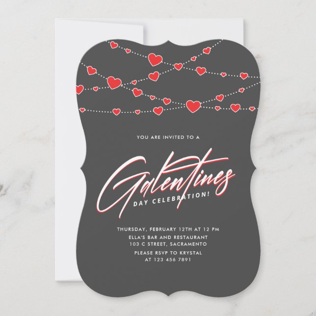 Invitación a la fiesta del Día de Galentine (Anverso)