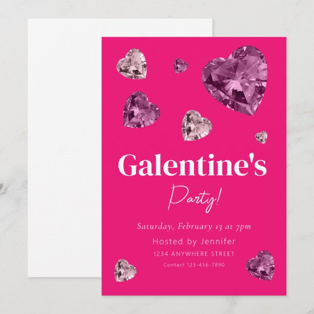 Invitación a la fiesta del Día de Galentine (Anverso / Reverso)