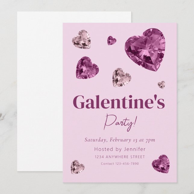 Invitación a la fiesta del Día de Galentine (Anverso / Reverso)
