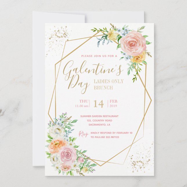 Invitación a la fiesta del Día de Galentine (Anverso)