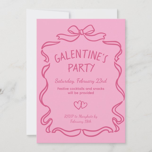 Invitación a la fiesta del Día de Galentine en col (Anverso)