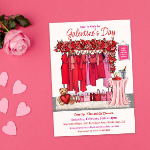 Invitación a la fiesta del Día de Galentine y San 
