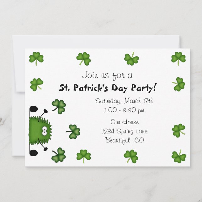 Invitación a la fiesta del Día de San Patricio (Anverso)