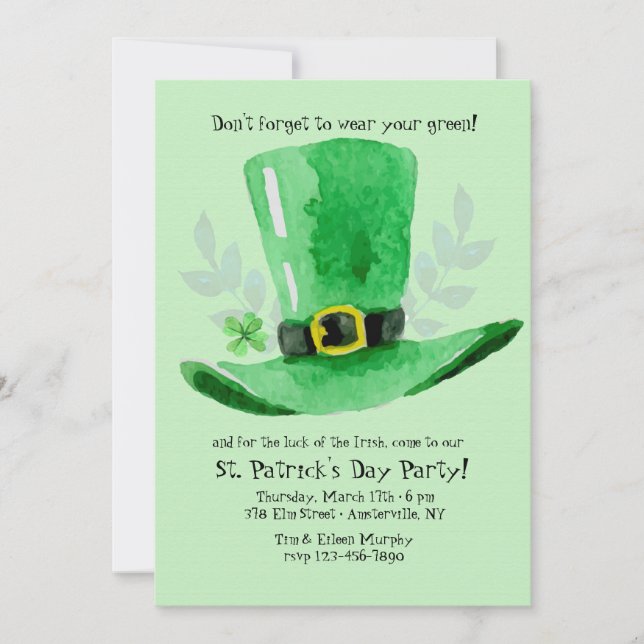Invitación a la fiesta del Día de San Patricio (Anverso)