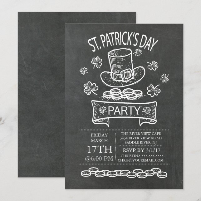 Invitación a la fiesta del Día de San Patricio (Anverso / Reverso)