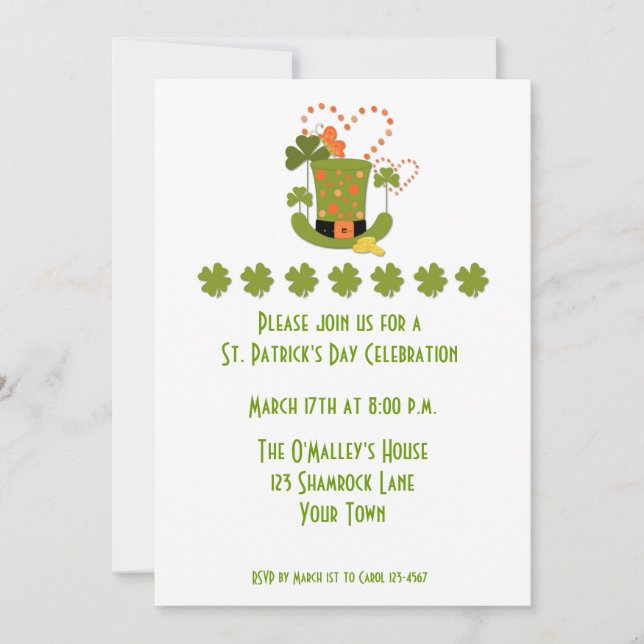 Invitación a la fiesta del Día de San Patricio (Anverso)