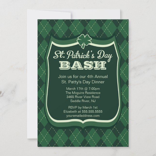 Invitación a la fiesta del Día de San Patricio (Anverso)
