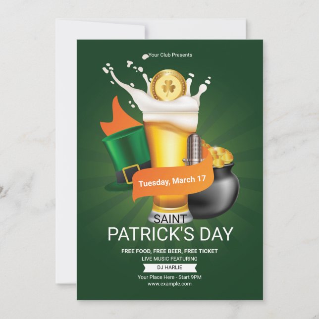 Invitación a la fiesta del Día de San Patricio (Anverso)