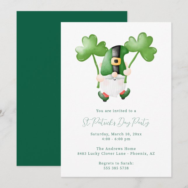 Invitación a la Fiesta del Día de San Patricio (Anverso / Reverso)