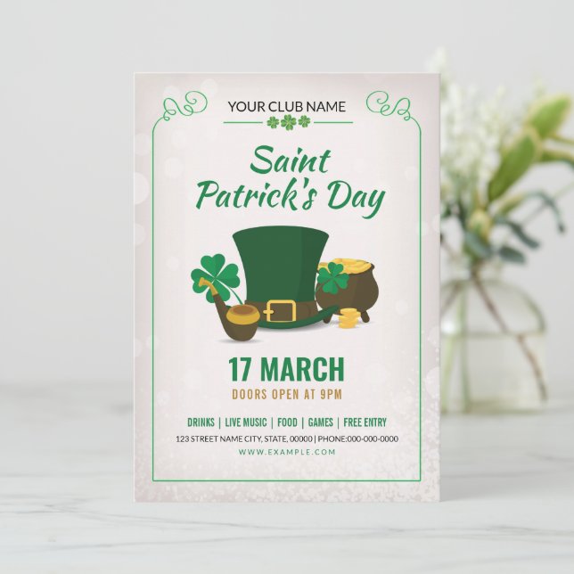 Invitación a la fiesta del Día de San Patricio (Anverso de pie)