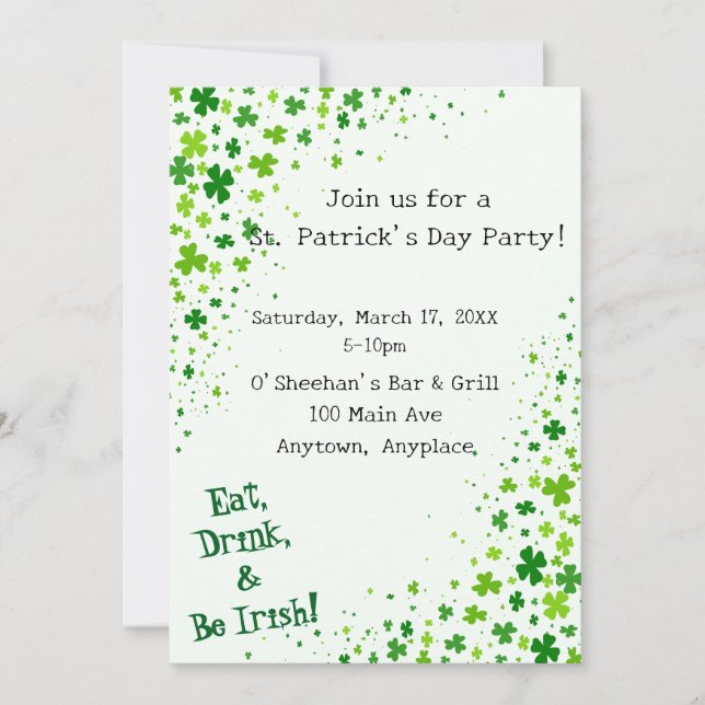 Invitación a la fiesta del día de San Patricio (Anverso)
