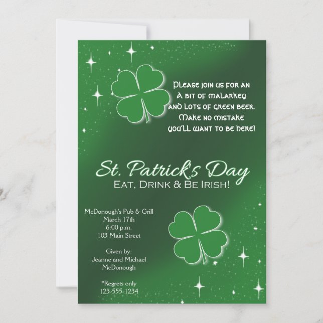 Invitación a la fiesta del Día de San Patricio de  (Anverso)