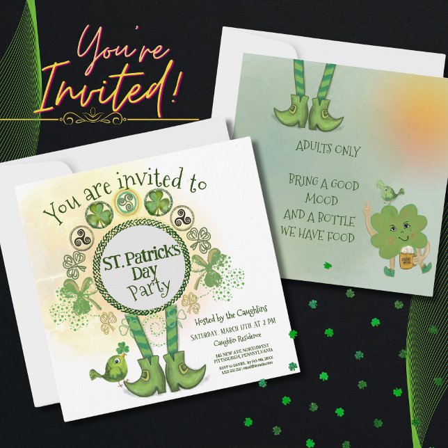 Invitación a la fiesta del Día de San Patricio por (Cool Hand Drawn St. Patrick Day Party Invitation)