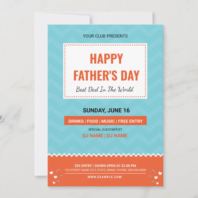 Invitación a la fiesta del Día del Padre Feliz (Anverso)