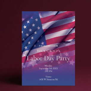 Invitación a la fiesta del Día del Trabajo con ban