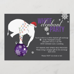 Invitación a la fiesta del elefante blanco Púrpu