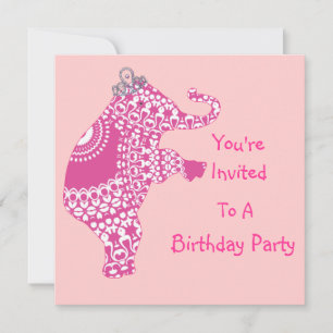 Invitación a la fiesta del elefante de princesa ro