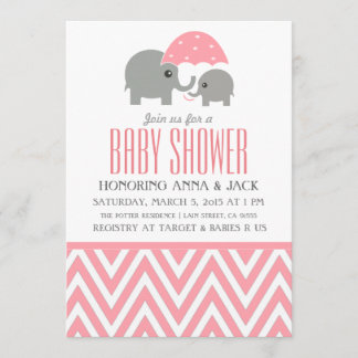 Invitación a la fiesta del Elephant Umbrella Baby