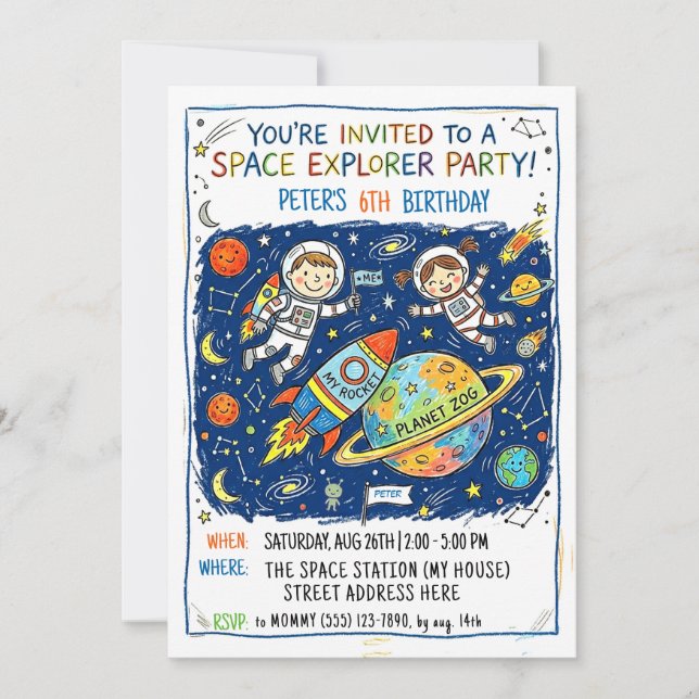 Invitación a la fiesta del explorador espacial (Anverso)