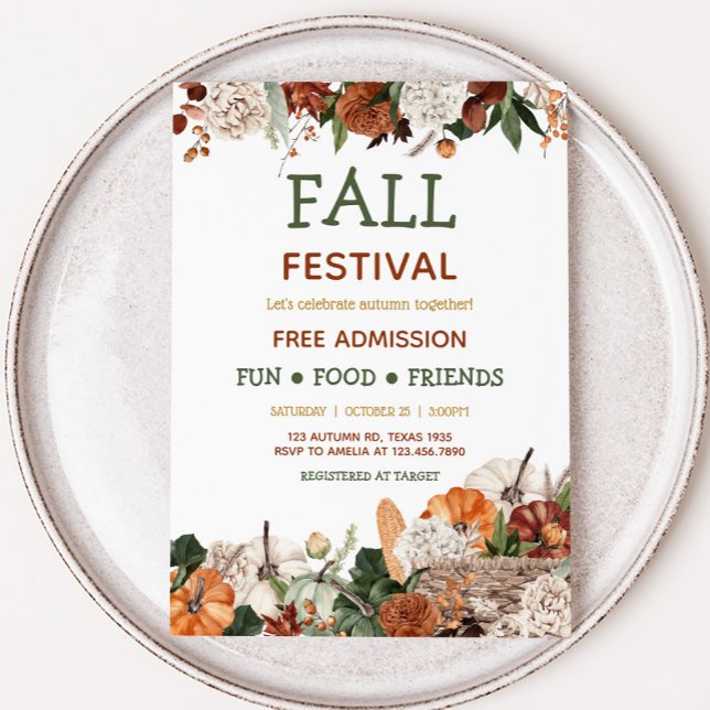 Invitación a la Fiesta del Festival de la Cosecha  (Pumpkin Fall Festival Party Invitation)