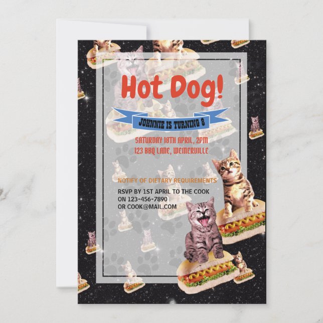 Invitación a la fiesta del gato del perro caliente (Anverso)