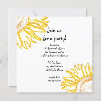 Invitación a la fiesta del girasol en neón amarill