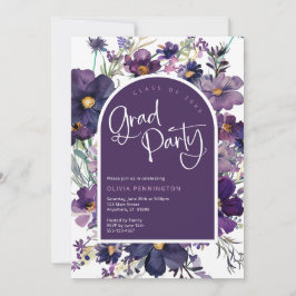 Invitación a la fiesta del Grad Floral Morado