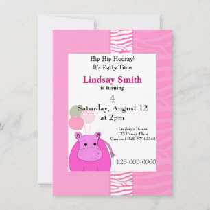 Invitación a la fiesta del hipopótamo rosa