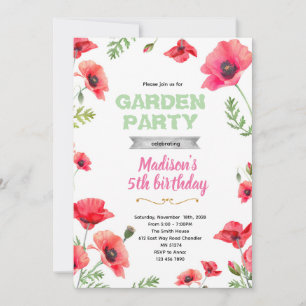 Invitación a la fiesta del jardín de amapolas