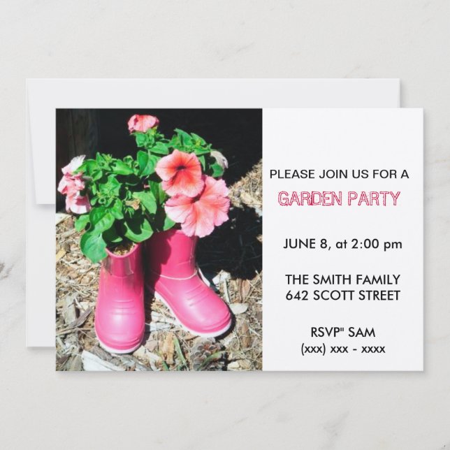 Invitación a la fiesta del Jardín de arranque rosa (Anverso)