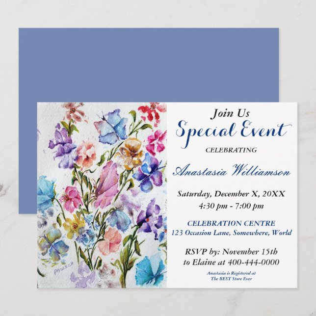 INVITACIÓN A LA FIESTA DEL JARDÍN DE MARIPOSAS (Anverso / Reverso)