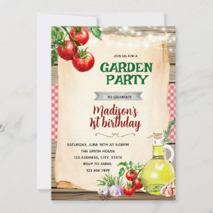 Invitación a la fiesta del jardín de tomates