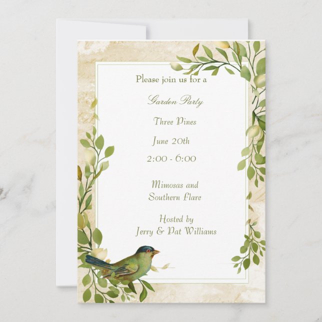 Invitación a la fiesta del Jardín del marco del fo (Anverso)