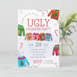 Invitación a la fiesta del jersey feo de Navidad