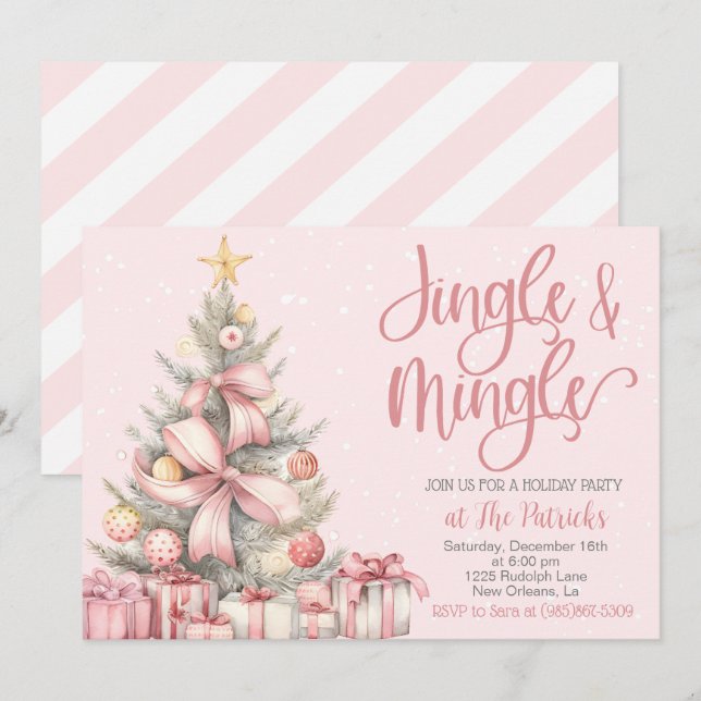 Invitación a la Fiesta del Jingle y Mingle de vaca (Anverso / Reverso)