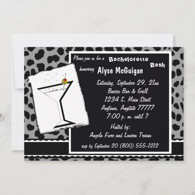 Invitación a la fiesta del Leopardo Blanco Y Negro (Anverso)